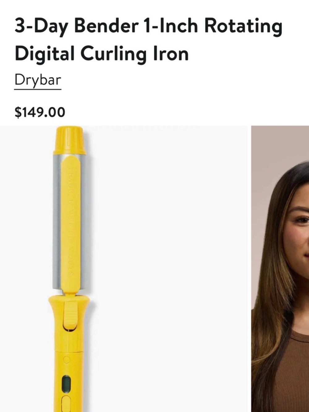 Drybar Yellow Curling Iron with Digital Controls